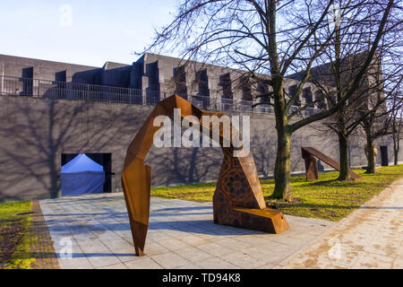 Gdansk, Poland - February 07, 2019: The black design of the Shakespeare Theatre in Gdansk, Poland Stock Photo