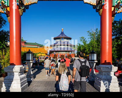 Copy of the Temple of Heaven, original in the Forbidden City in Beijing, in Epcot, Orlando, USA on 24 May 2019 Stock Photo