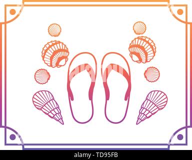 striped beach sandals on white background Stock Vector