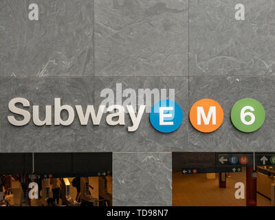 Lexington Avenue 53rd Street subway entrance in New York City Stock