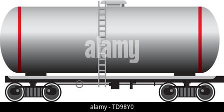 Classic railway tank for liquid cargo. Vector illustration. Stock Vector