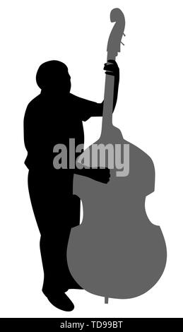 Man playing contrabass Stock Vector
