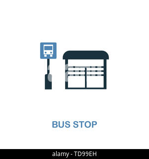 Bus Stop icon in two colors. Creative design from city elements icons collection. Colored bus stop icon for web and mobile design Stock Photo