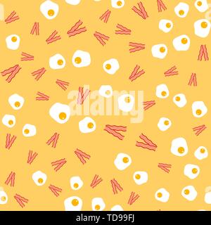 Bacon and agg seamless background. Vector illustration Stock Vector