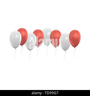 Realistic balloons set red and white, grey colors Stock Vector