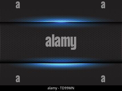 Abstract blue light on dark hexagon mesh design modern futuristic luxury background vector illustration. Stock Vector