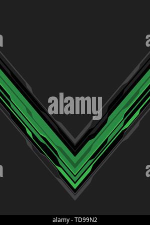 Abstract green black arrow circuit on grey blank space design modern futuristic technology background vector illustration. Stock Vector