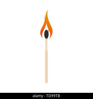 burning match. Vector eps10 illustration. fire concept Stock Vector