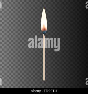 burning match. Vector eps10 illustration. fire concept Stock Vector