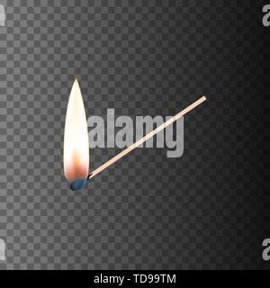 burning match. Vector eps10 illustration. fire concept Stock Vector