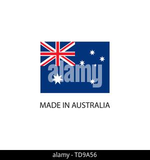 Made in Australia sign with national flag Stock Vector