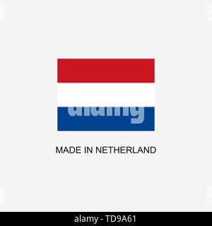 Made in Netherland sign with national flag Stock Vector