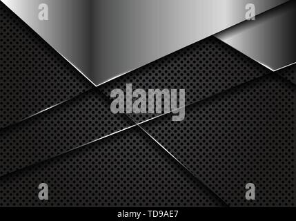 Abstract silver blank on dark grey circle mesh design modern luxury futuristic background vector illustration. Stock Vector