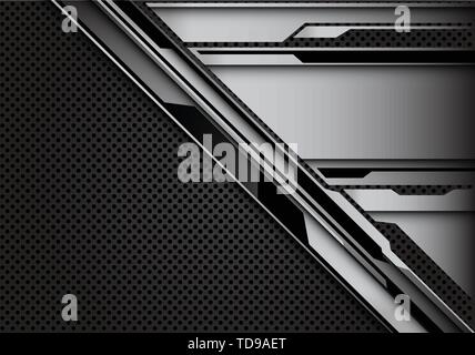 Abstract steel cyber pattern on dark grey circle mesh design modern futuristic technology background vector illustration. Stock Vector