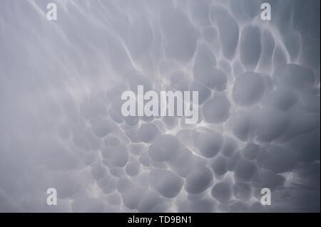Cloudscape of mammatus clouds before a thunderstorm. Stock Photo