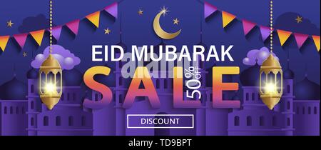 Eid Mubarak sale Banner, 50 percent discount flyer
