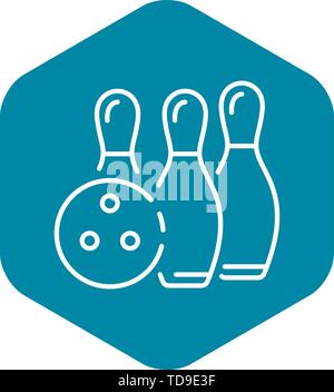 Bowling victory icon, outline style Stock Vector