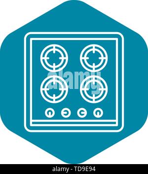 Cooking stove icon, outline style Stock Vector