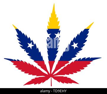 Cannabis leaf flag. The concept of legalization of marijuana, cannabis in Venezuela Stock Vector