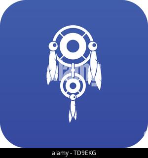 Native american dreamcatcher icon digital blue Stock Vector