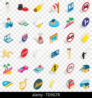 Volcano icons set, isometric style Stock Vector