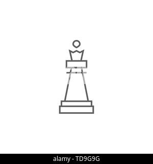 Chess Piece Queen Related Vector Thin Line Icon. Isolated on White Background. Editable Stroke. Vector Illustration. Stock Vector