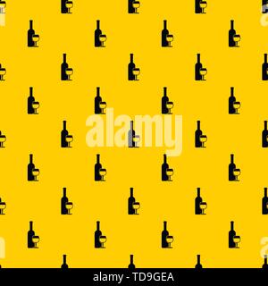 Wine bottle and glass pattern vector Stock Vector