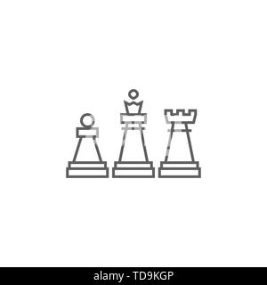 Chess Related Vector Thin Line Icon. Isolated on White Background. Editable Stroke. Vector Illustration. Stock Vector