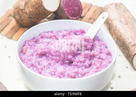 Purple potato yam porridge Stock Photo