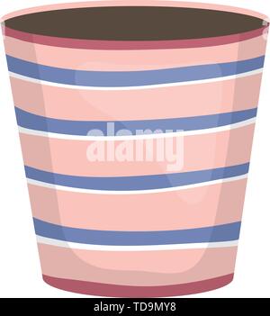 ceramic garden pot with stripes decorative vector illustration design ...