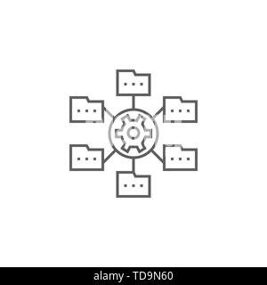 Data Menagement Related Vector Thin Line Icon. Isolated on White Background. Editable Stroke. Vector Illustration. Stock Vector