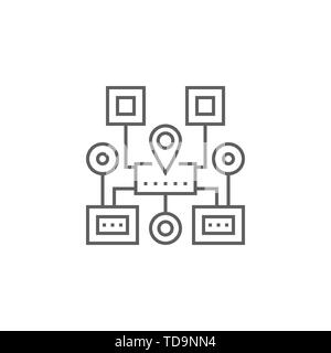 Sitemap Navigation Related Vector Thin Line Icon. Isolated on White Background. Editable Stroke. Vector Illustration. Stock Vector