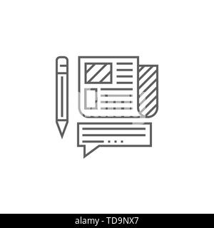 Press Release Related Vector Thin Line Icon. Isolated on White Background. Editable Stroke. Vector Illustration. Stock Vector