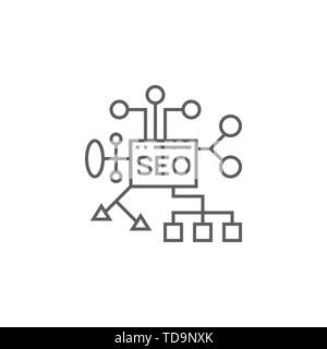SEO Planing Related Vector Thin Line Icon. Isolated on White Background. Editable Stroke. Vector Illustration. Stock Vector