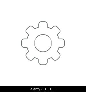 Vector icon of grey gear. White background and colored outlines. Stock Vector