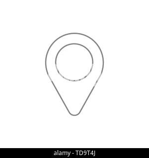 Vector icon of placemarker map pointer. White background and colored outlines. Stock Vector