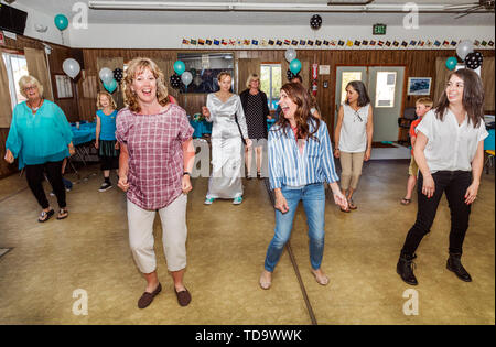 Wedding Guests Line Dance At Wedding Reception Congressional