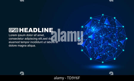 Point line, polygonal network connection, Internet innovation and technology concept Stock Photo