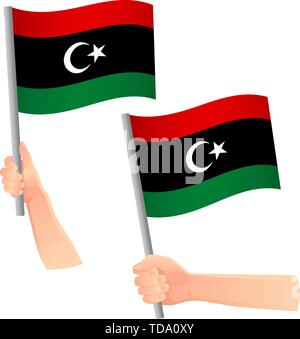 libya flag in hand. Patriotic background. National flag of libya vector illustration Stock Vector