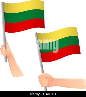 lithuania flag in hand. Patriotic background. National flag of lithuania vector illustration Stock Vector