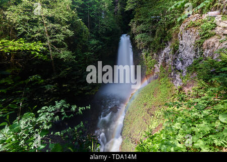 Palovit Waterfall, Rize, Turkey. It is 15 meters high and one of very powerful falls of Northeastern Karadeniz - Black Sea region of Turkey. Stock Photo