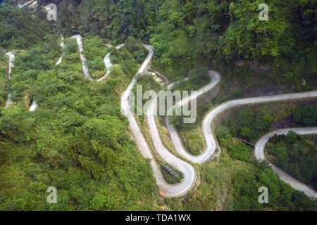 Panshan Highway in Tianmen Mountain, Hunan Province Stock Photo