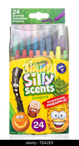 Winneconne, WI - 15 May 2019 : A package of Crayol silly scents crayons 24 on an isolated background Stock Photo