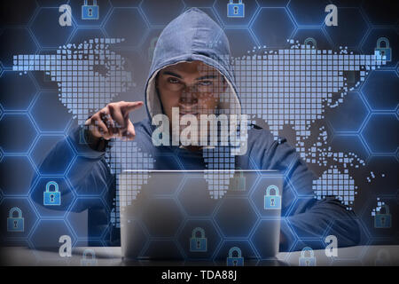 Young hacker in cybersecurty concept Stock Photo