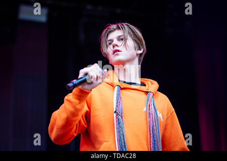 Oslo, Norway. 13th June, 2019. Norway, Oslo - June 13, 2019. The Australian singer Ruel performs a live during the Norwegian music festival Piknik i Parken 2019 in Oslo. (Photo Credit: Gonzales Photo/Alamy Live News Stock Photo