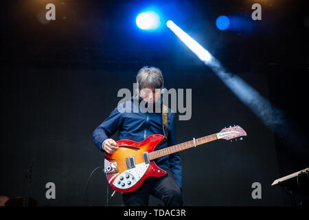 Oslo, Norway. 13th June, 2019. Norway, Oslo - June 13, 2019. The English rock band The Charlatans performs a live concert during the Norwegian music festival Piknik i Parken 2019 in Oslo. Here guitarist Mark Collins is seen live on stage. (Photo Credit: Gonzales Photo/Alamy Live News Stock Photo