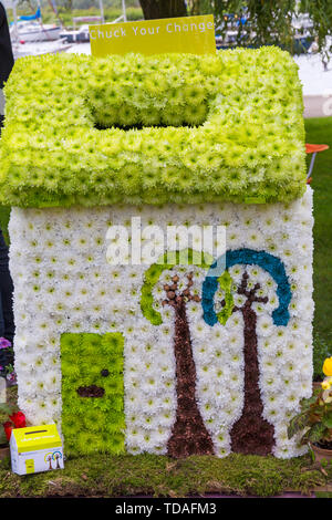 Christchurch, Dorset UK. 14th Jun 2019. The 2nd annual FlowerFest takes place in the historic town of Christchurch, supporting MacMillan Caring Locally Brick by Brick appeal. We all need TLC and Together we Link the Community particularly with projects floral, nature or garden related.  Today is the first day of the 3 day event where visitors can follow a floral trail around the town. Credit: Carolyn Jenkins/Alamy Live News Stock Photo