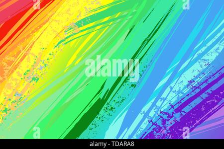 Background carelessly painted blue, green, red, purple, orange, yellow paint. Stock Vector