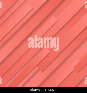 Abstract coral color pink striped geometric oblique background and texture. Vector illustration Stock Vector