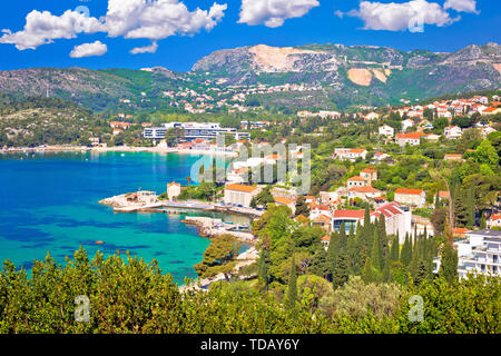 Adriatic coast view in Srebreno and Mlini bay, Dubrovnik archipelago in Dalmatia region of Croatia Stock Photo